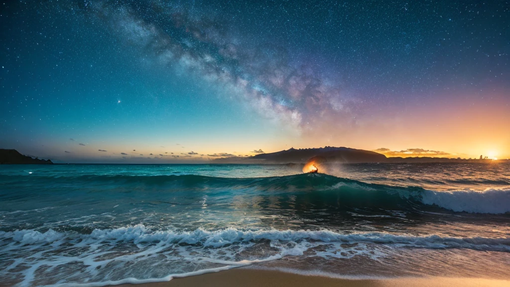 supernova starry sky planet fantasy Hawaii beach waves ocean