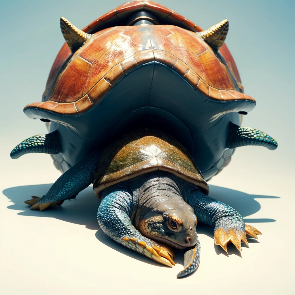 Big Animaly, has gold stripes on his skin, blue eyes, starfish mixed with turtle red, Grassroots, no background