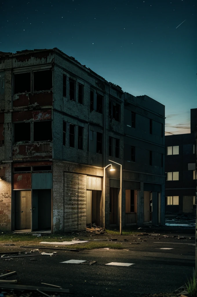 Lonely, Abandoned buildings night scene ultra realistic 