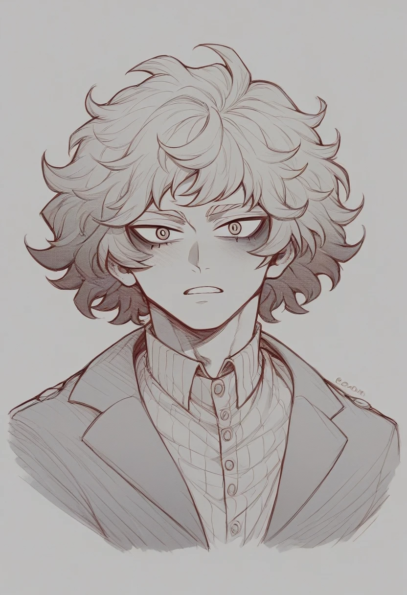 My hero academia, pelo blanco con rojo, ojos de color blangos y azules con el uniforme de la ua
