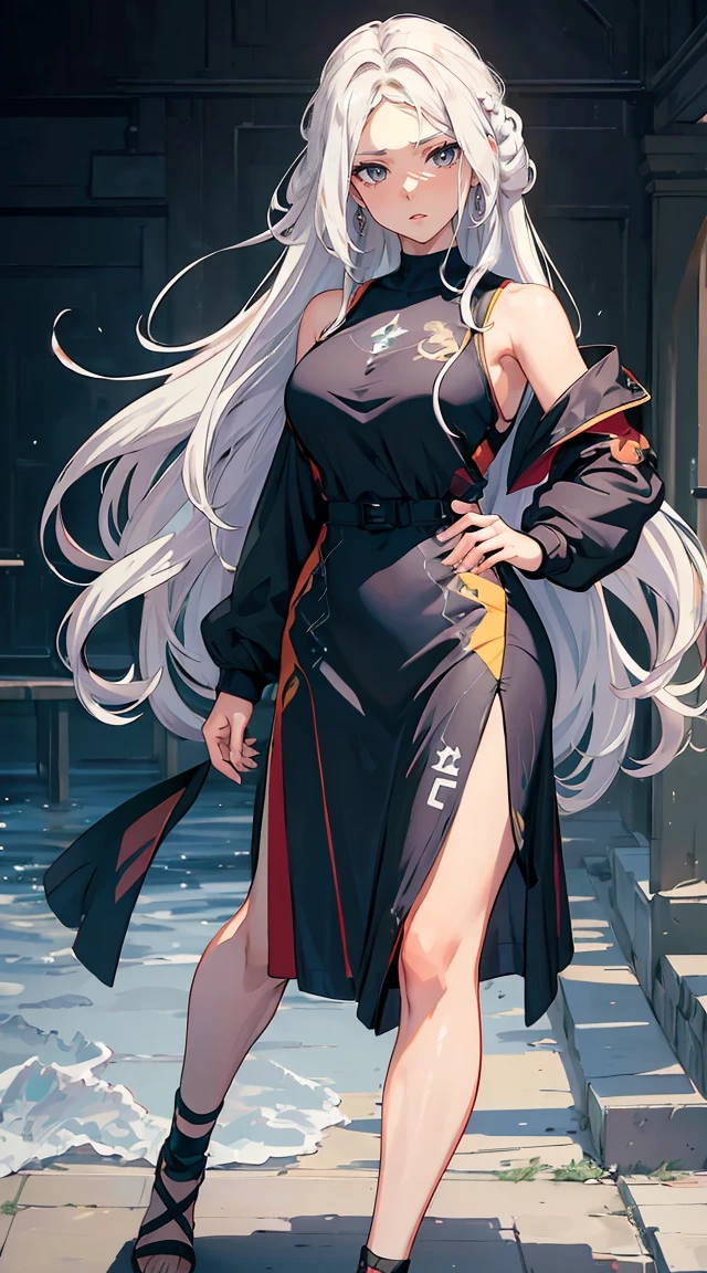 handsome mature woman,Long wavy white hair,Hyperresolution,accuracy,Detailed rendering,(Subtle facial image)(Image of fine hair)(topquality)(Masterpieces of masters)(High degree of completeness)(A sense of atmosphere)tmasterpiece,Super detailed and super detailed(half-body portrait)((Masterpiece, Highest quality)), Detailed face, CharacterDesignSheet, Full of details, Multiple poses and expressions, Highly detailed, Depth, Many parts,Beautiful,Extremely beautiful,High Balance, Natural light, drawn art style, white hair, curly hair down to ankles, ankle length hair, (((Ankle length hair))) (((thick hair))) (((pokemon trainer)))(((Pokemon gym leader))))(((Gym clothes)))(((Sporty outfit)))(((nO DRESS))) (((bAEBALL CAP)))(((Gym outfit)))(((Workout outfit)))(((Portrait)))(((Looking fierce)))(((Fierce expression)))