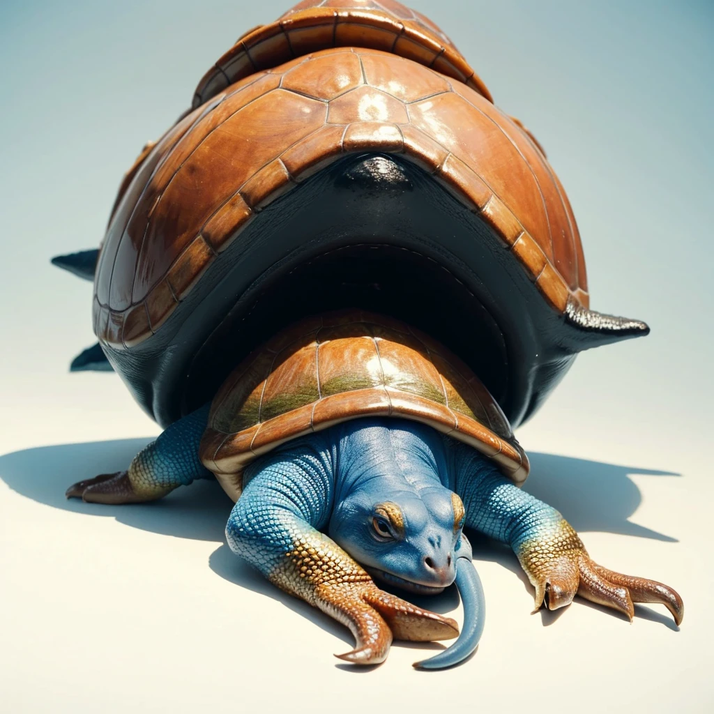 Big Animaly, has gold stripes on his skin, blue eyes, starfish mixed with turtle red, Grassroots, no background