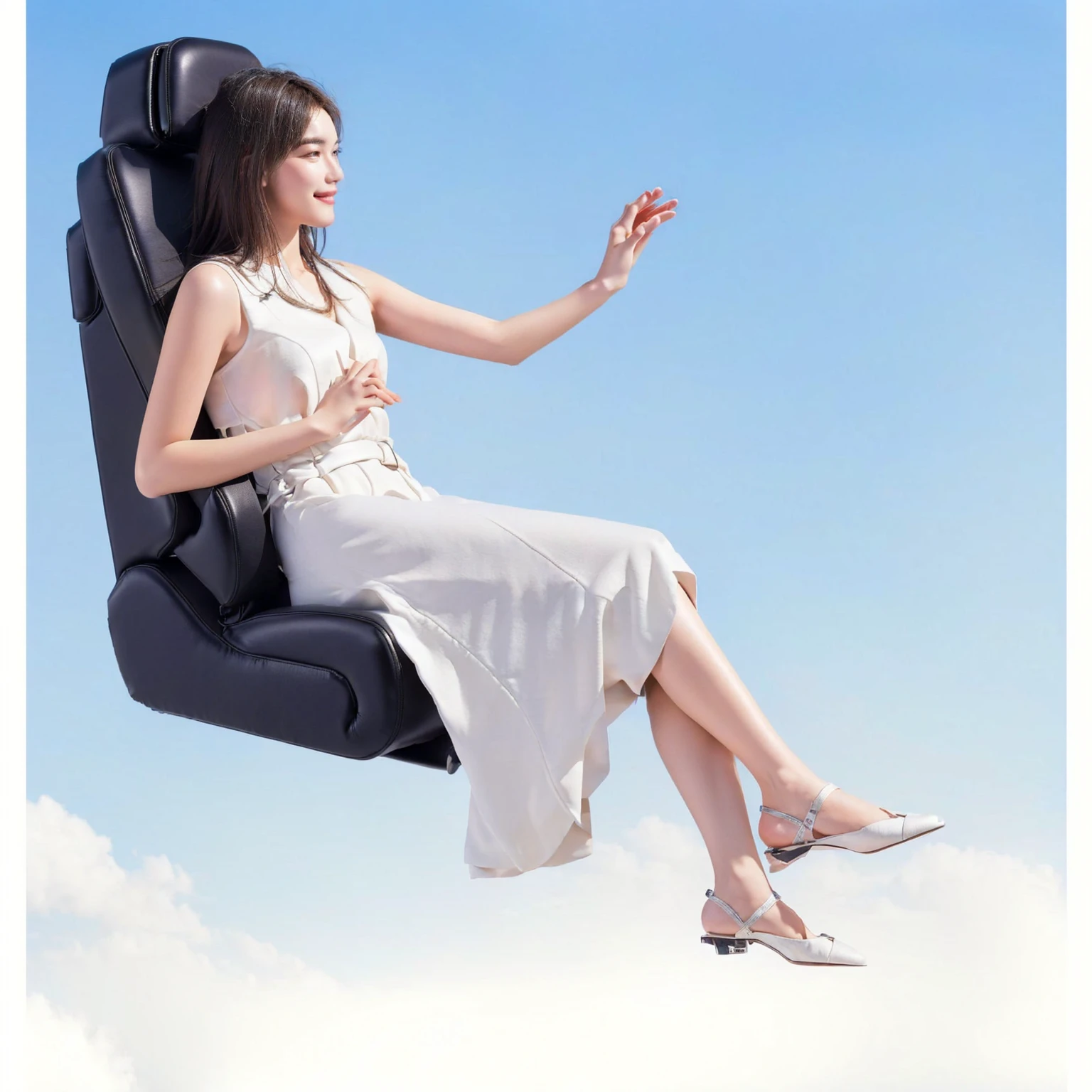 High Detail,Best quality,Textured Skin,Accurate hand movements,Car seat,Leather texture,Sit, relax and be happy,Elegant floating posture, Sitting on the throne,1080P