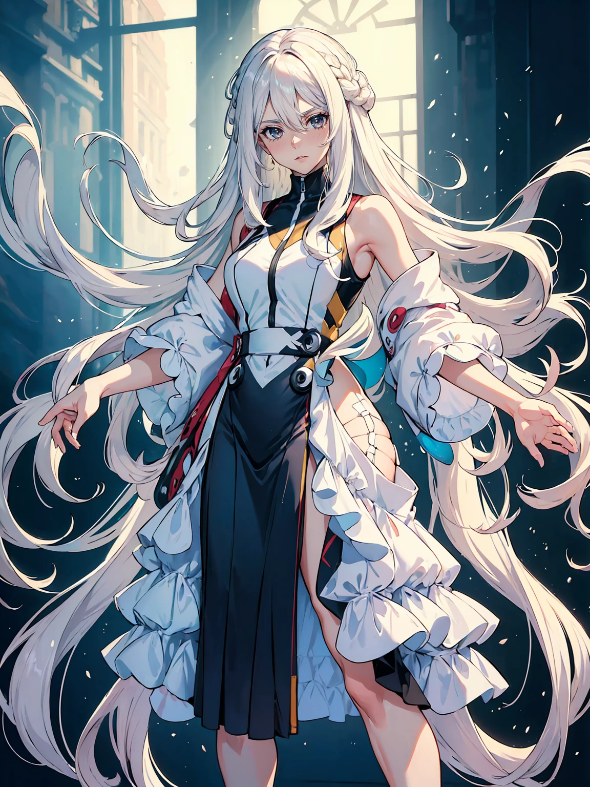 handsome mature woman,Long wavy white hair,Hyperresolution,accuracy,Detailed rendering,(Subtle facial image)(Image of fine hair)(topquality)(Masterpieces of masters)(High degree of completeness)(A sense of atmosphere)tmasterpiece,Super detailed and super detailed(half-body portrait)((Masterpiece, Highest quality)), Detailed face, CharacterDesignSheet, Full of details, Multiple poses and expressions, Highly detailed, Depth, Many parts,Beautiful,Extremely beautiful,High Balance, Natural light, drawn art style, white hair, curly hair down to ankles, ankle length hair, (((Ankle length hair))) (((thick hair))) (((pokemon trainer)))(((Pokemon gym leader))))(((Gym clothes)))(((Sporty outfit)))(((nO DRESS))) (((bAEBALL CAP)))(((Gym outfit)))(((Workout outfit)))(((Portrait)))(((Looking fierce)))(((Fierce expression)))