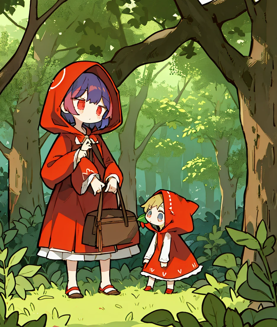 Little Red Riding Hood and the Boy、Little、in the forest