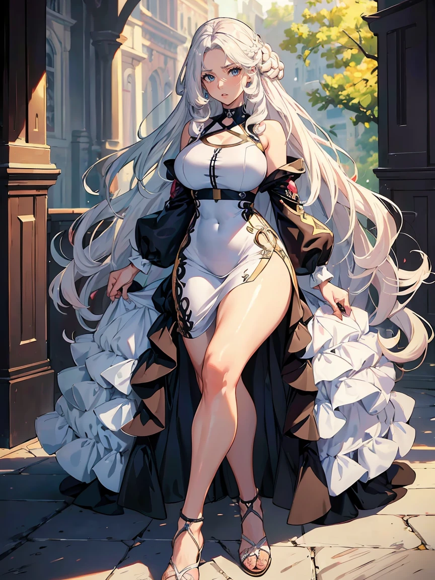 handsome mature woman,Long wavy white hair,Hyperresolution,accuracy,Detailed rendering,(Subtle facial image)(Image of fine hair)(topquality)(Masterpieces of masters)(High degree of completeness)(A sense of atmosphere)tmasterpiece,Super detailed and super detailed(half-body portrait)((Masterpiece, Highest quality)), Detailed face, CharacterDesignSheet, Full of details, Multiple poses and expressions, Highly detailed, Depth, Many parts,Beautiful,Extremely beautiful,High Balance, Natural light, drawn art style, white hair, curly hair down to ankles, ankle length hair, (((Ankle length hair))) (((thick hair))) (((pokemon trainer)))(((Pokemon gym leader))))(((Gym clothes)))(((Sporty outfit)))(((nO DRESS))) (((bAEBALL CAP)))(((Gym outfit)))(((Workout outfit)))(((Portrait)))(((Looking fierce)))(((Fierce expression)))