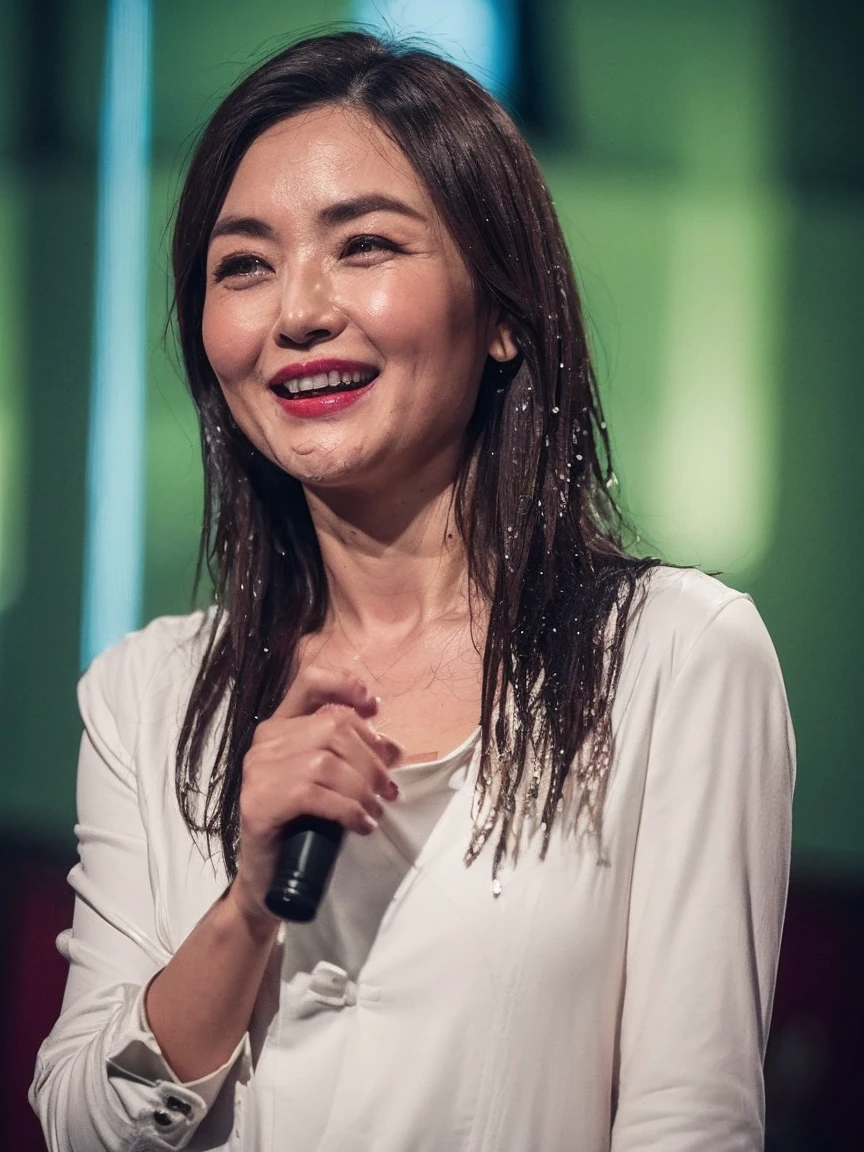 masterpiece,Highest quality, (One mature woman、48 years old), ((close:0.5)), night, wool jacket,(Genuine Leather Tight Skirt）、 White shirt, double eyelid, eyelash, Lip gloss, (smile:1), ((close your eyes:0.85)), ((Looking at the audience、The whole body is projected、Are standing)), to be born, (From above:0.2), ((no one)), （office）、Depth of written border、Pointy Red Mouth、(Wet, shiny, short reddish-brown hair,,,,,,,,,),Red Mouth,clavicle、Full body portrait、Digital Illustration, (Photorealistic:1.3),(RAW Photos.)