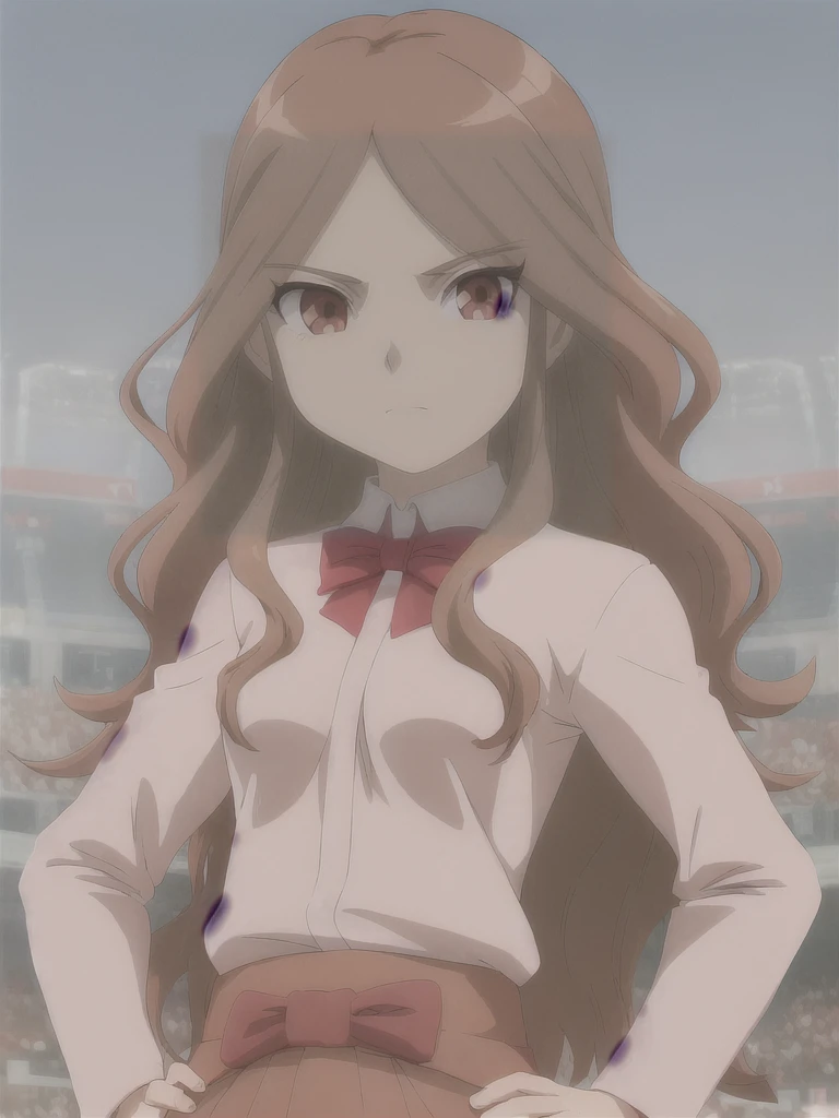 nelly(inazuma_eleven),(best quality:1.1),(ultra detailed:1.1),(detailed eyes:1.1),solo,looking at viewer,nelly(inazuma_eleven),medium breast,,cowboy shot,hand on hips,
