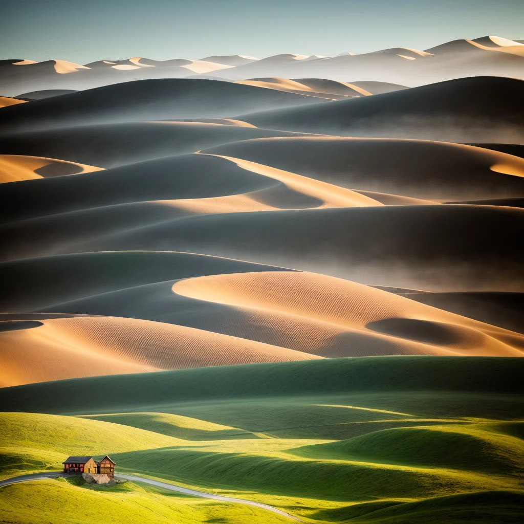 Buildings that stand on the hills, HD, 4K photo, realistic, very good photo, no human, no sand,