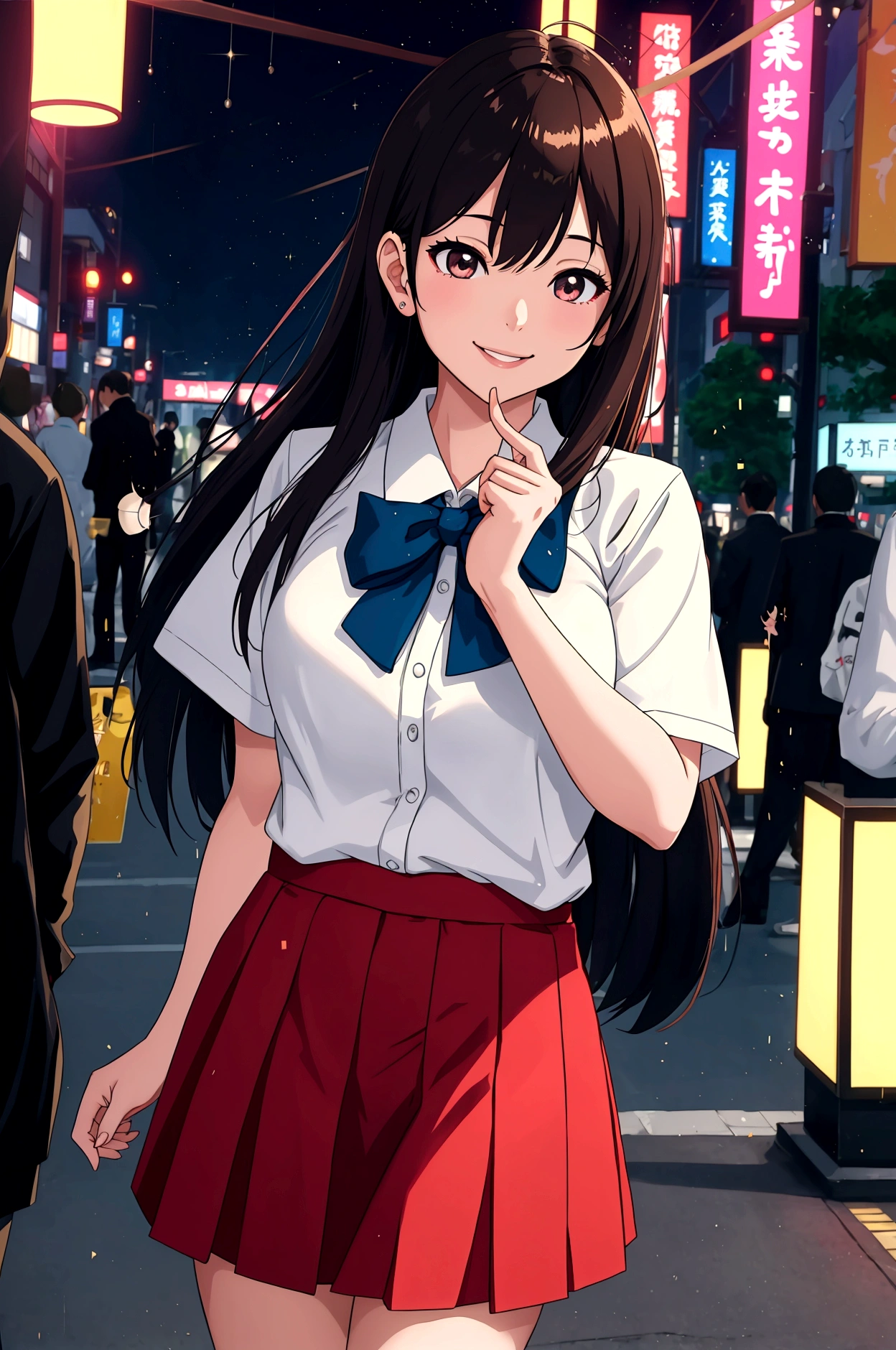 Shinjuku, Cute casual clothes,On a date,Blur the background,High school girls,smile,Glitter effect,Highest quality, 4K, 8k, High resolution, masterpiece:1.2, Very detailed, Realistic:1.37, High resolution, 超High resolution, Ultra-fine painting, Sharp focus, Physically Based Rendering, Very detailedな説明, Professional, Vibrant colors