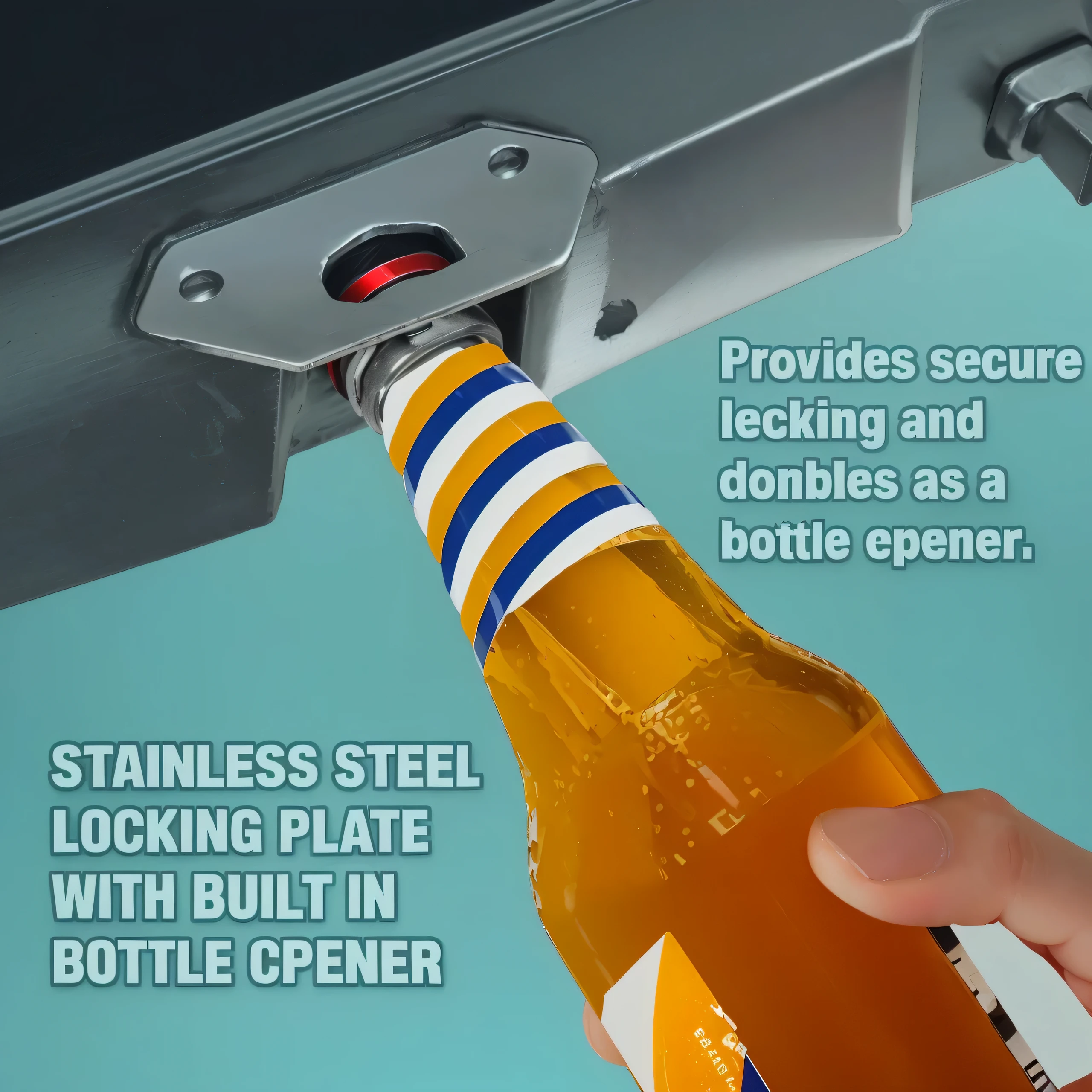 Someone is opening a bottle opener filled with beer, Stainless steel, Bottom Angle, top Angle View, Stainless steel, very Accurate and detailed, Near Angle, Details of the award, Clear detailed view, Firm gaze, Angle View, Stunning details, Interesting angles, Very detailed pictures, High angle close-up, Close-up angle, Accurate and detailed