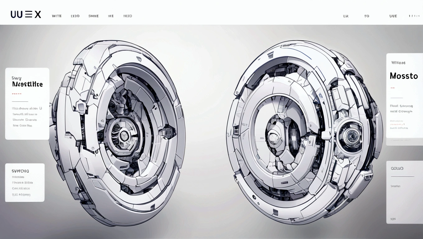 white hero page ui ux theme website, white and blue (mostly white) theme, robotic surgery black and white silhouette