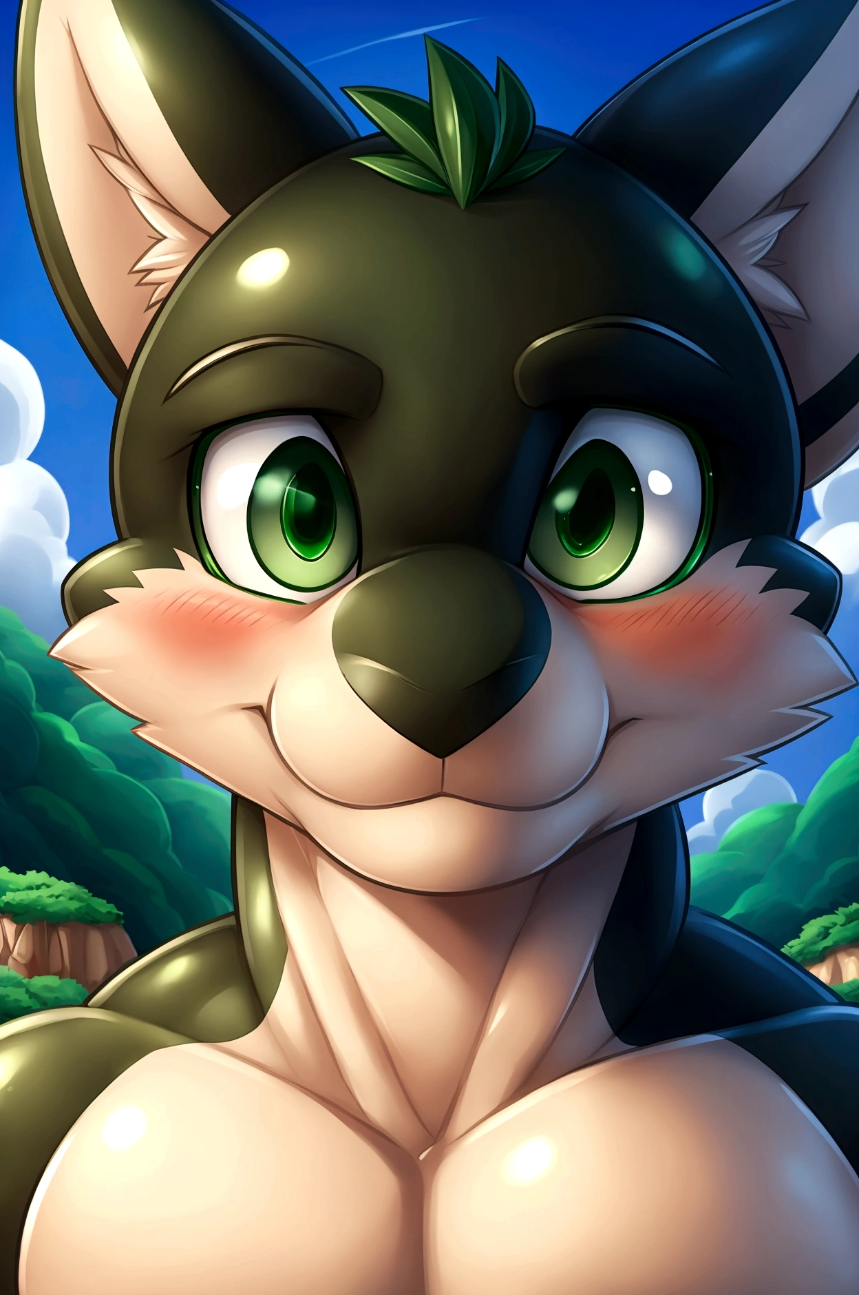 Uploaded on E621, ultra-high detailed, absurd res, RAW photo, (by takemoto arashi, by type, by kilinah), by zackary911, by teaselbone,by oreocakes, by oposa, thick nipples, (sharp focus:1), (arms behind head), black skin, (black skin), obese fat chubby orca,slit, arms behind head, cel shading, green eyes, (thick nipples), (standing at a beautiful prehistoric valley:1.2), (blue skies), blue skies, (looking at viewer:1.2), (slit), (slit juice), (digital media), (masterpiece), (8k), detailed background, cinematic, detailed eyes, detailed irises, male focus, shy, (shy), (shy smile), (cute handsome face:1.4), (green eyes:1.5), male focus, (detailed eyes), (detailed irises), (view to viewer), looking at viewer:1.2, (solo:1.2), ((perfect anatomy)), (full body front close up portrait shot:1.3), (blushing), blushing,chubby