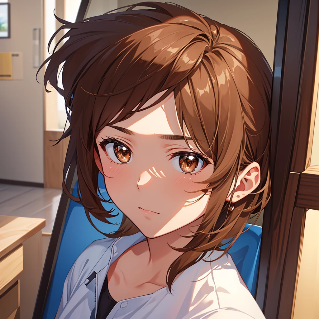 brown hair,brown eyes,brown horse ear , handsome face, boy 