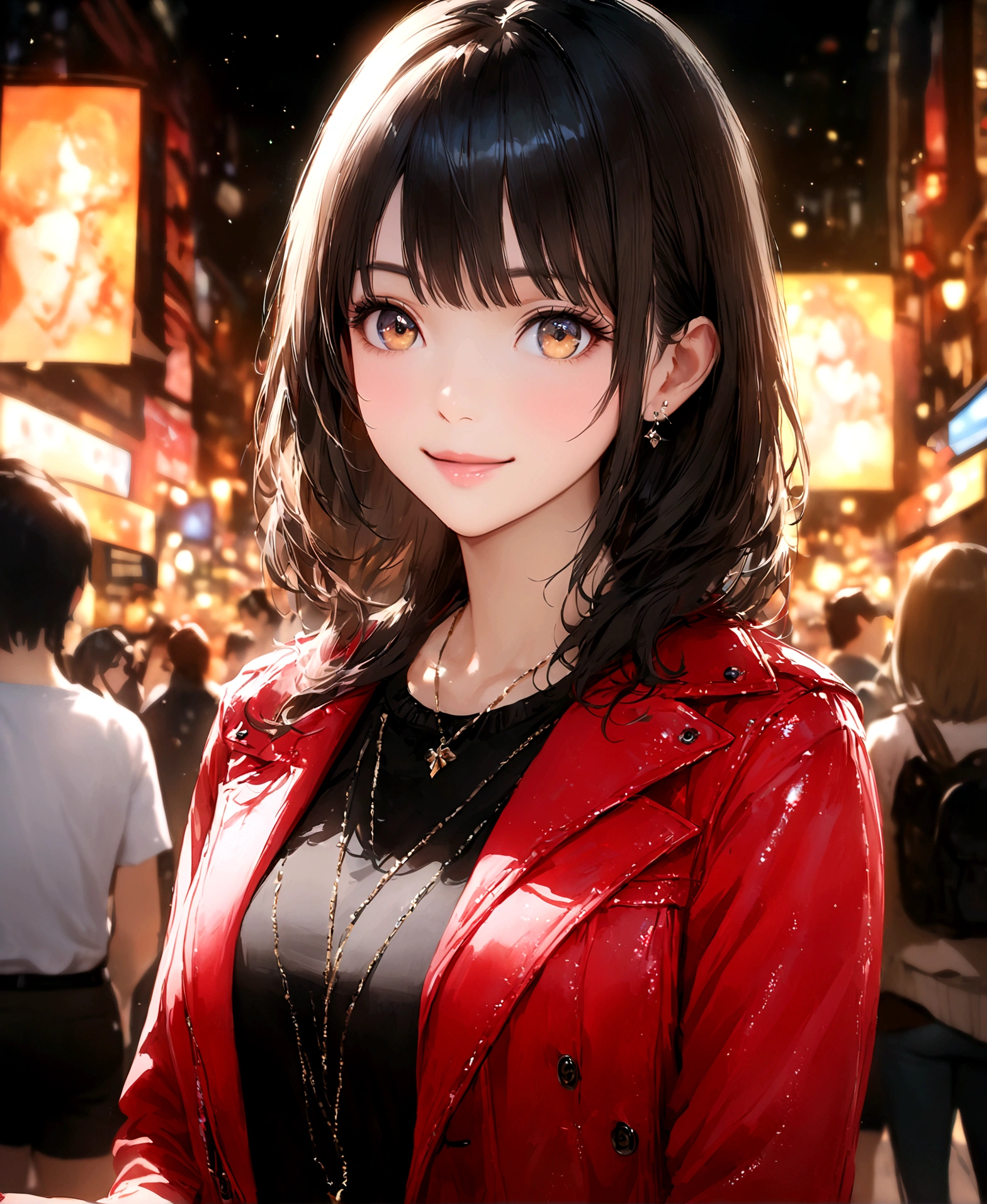 Shinjuku, Cute casual clothes,On a date,Blur the background,High school girls,smile,Glitter effect,Highest quality, 4K, 8k, High resolution, masterpiece:1.2, Very detailed, Realistic:1.37, High resolution, 超High resolution, Ultra-fine painting, Sharp focus, Physically Based Rendering, Very detailedな説明, Professional, Vibrant colors