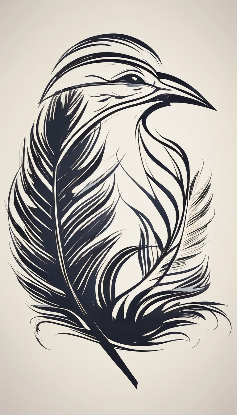 Create a poetic, unique symbol for a film production company based on stories and music. The logo should be a boy guitarist, A storyteller fantasy bird and a dreamy feather. Minimalist symbol design and icon design of a boy and a feather, or a feather bird. The logo should be simple, memorable, timeless, and versatile, working well in both print and digital formats. It should also subtly hint at the musical aspect of your brand. The logo should be simple, memorable, timeless, and versatile, working well in both print and digital formats. It should also subtly hint at the musical aspect of the brand.