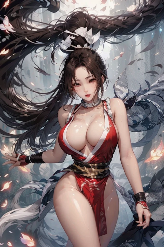 Best quality,masterpiece,ultra high res,bzhw,shiranui mai,realistic,full body,large breasts,narrow waist,norfleet123123, marvelous, divine fine detail, amazing, perfect, delicate, elegant, luxury, elite, gorgeous, stunning, best, glowing, rich, spiritual, beautiful, enchanted, wonderful, dramatic, complex artistic, color, illumination, clear focus, lovely, cute, charming, pretty, cinematic, fabulous, symmetry, pure, coherent, detailed, fantastic, colorful, light, nude, no clotthes, masturbation face, playing dildo, squirting face, perfect masturbation