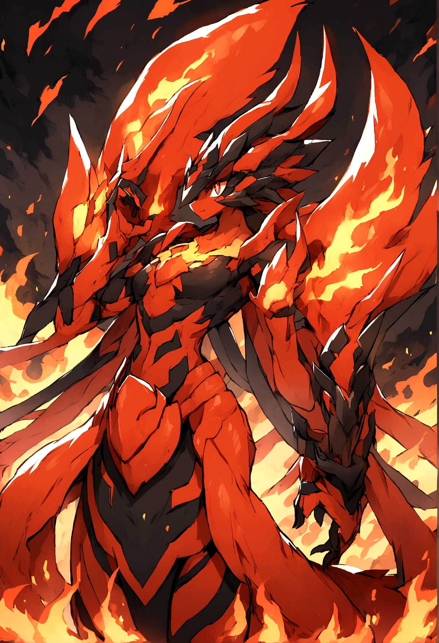 Create a fire type legendary male Pokemon 