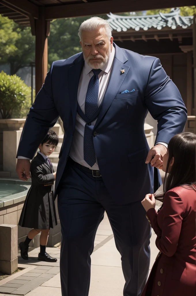 ((One boy)Huge muscular big dick old man in armor、Tiaozi) At the hot spring SeaArt AI
