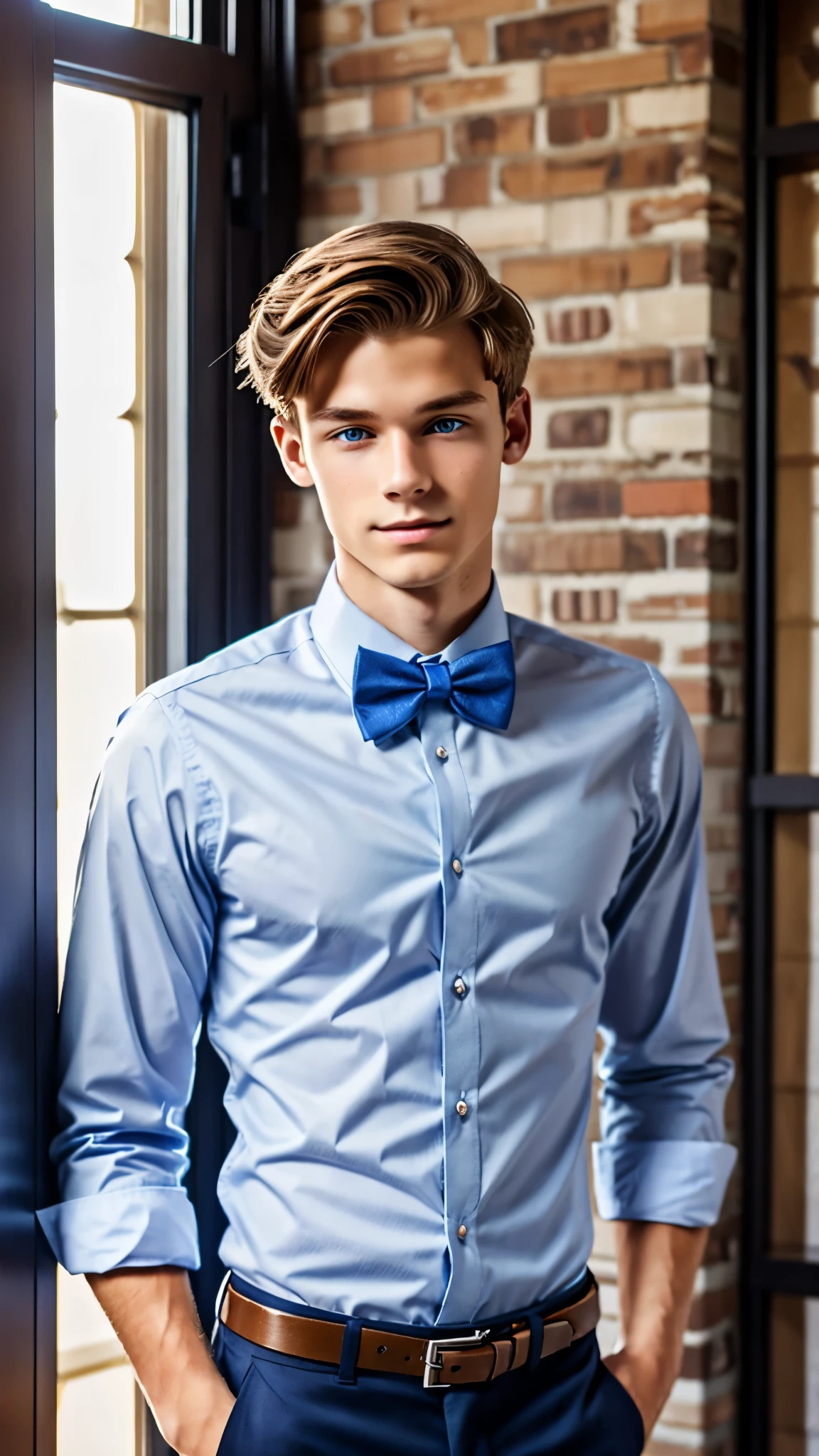 19 year old male wearing bow tie and button up


Physical Description: Brown colored hair and skinny build. 5"5 and 150 LB. Blue eyes. 

.