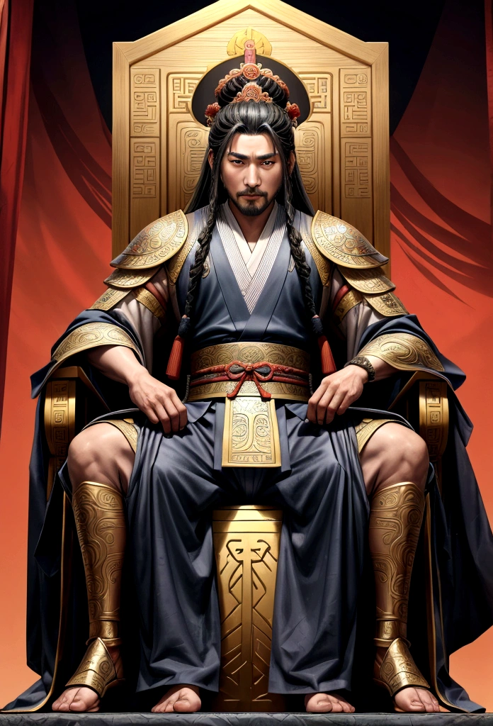 arafed statue of a man sitting on the throne with other people around him, From the Three Kingdoms, sitting on the throne, sitting on the throne, 그의 sitting on the throne, sitting on the throne, Sitting on the throne, Three Kingdoms of China, 복잡한 sitting on the throne, sitting on the throne, 화려한 sitting on the throne, 황금 sitting on the throne, Inspired by Emperor Xuande