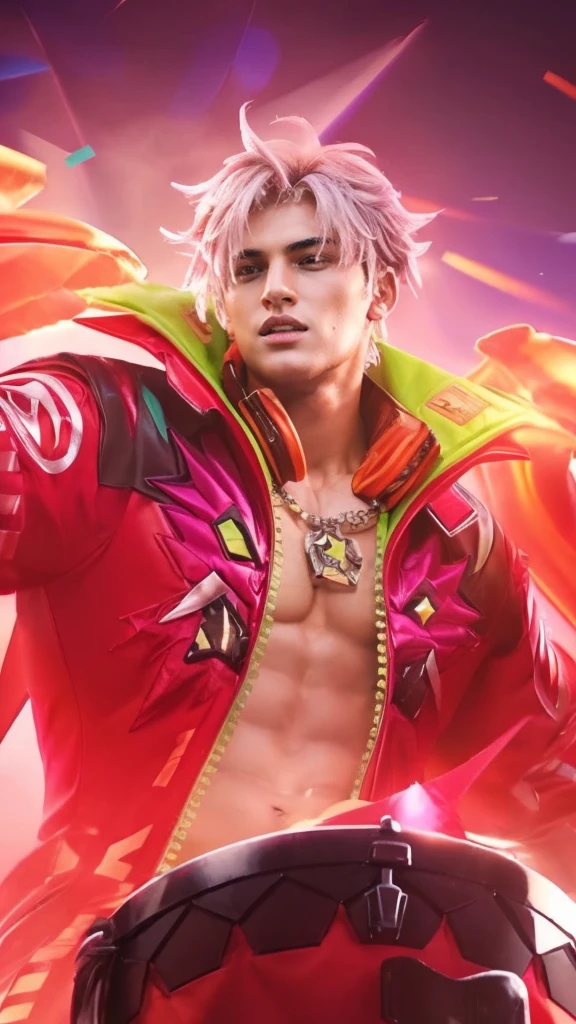 Best quality, ultra high resolution, ultra-detailed,realistic,18 years old,boy,8k,Luffy,one piece,White flame hair,Luffy gear 5,