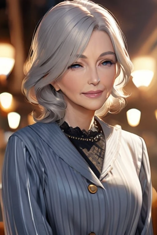 ((Best quality)), ((masterpiece)), (detailed), mature woman, 50 years old, european, feminine, cu