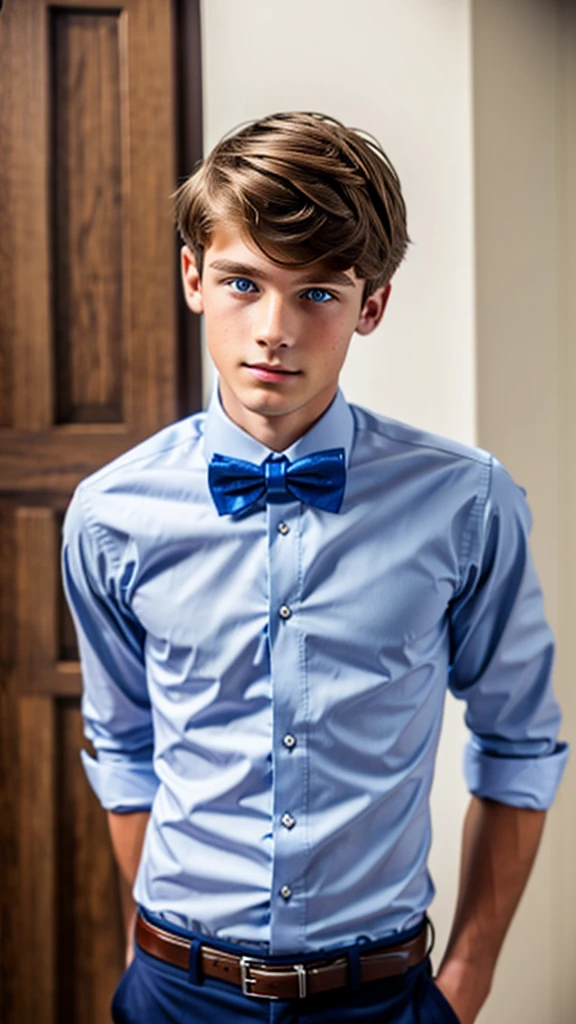 19 year old male wearing bow tie and button up
Physical Description: Brown colored hair and skinny build. 5"5 and 150 LB. Blue eyes.
.