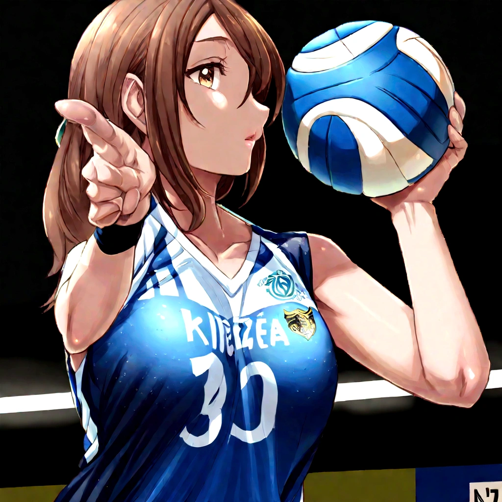 there is a woman that is posing for a picture in a uniform, Yuki Morita, mayuri shiina, Wearing a volleyball jersey, harumi, Yoshitomo Nara, akikazu mizuno, kimi takemura, mutsumi akasaki, etsuko miura, miura kentaro, marin kitagawa