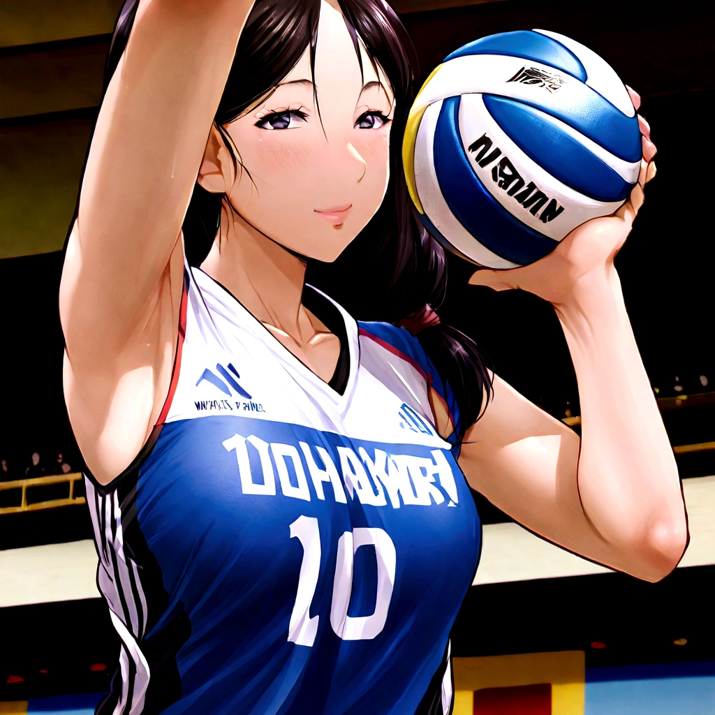 Arabian female volleyball player holding ball in hand, Wearing a volleyball jersey, Kazue Kato, chiho ashima, Ogata Aoi, erika ikuta, marin kitagawa, Gemma Chen, Nishimiya Shoko, Yuki Morita, Nishihara Isao, Kotegawa Yui, Chiho Aoshima, What is the point?？