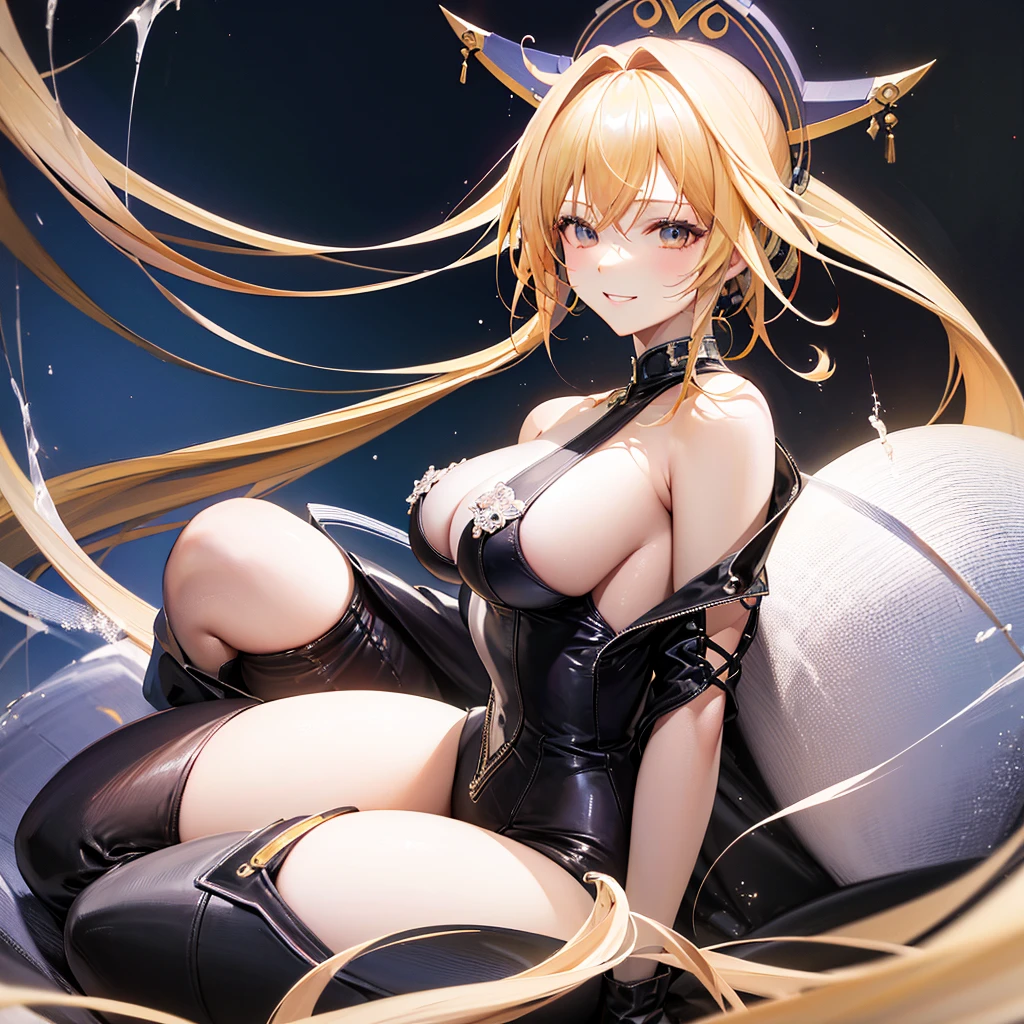 A full-body illustration of a handsome man looking at you and smiling。boots,visual kei,onii kei、Delicate Drawing、Blonde、acrylic、Thick Coating、Color Sketch、in the style of bold line,White background。A suitable background --s 70