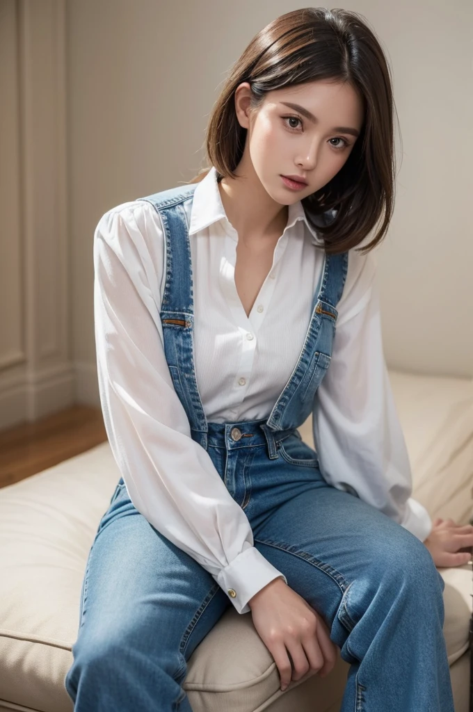 ((best quality)), ((masterpiece)), (detailed), Perfect face, show me that person wearing flared jeans