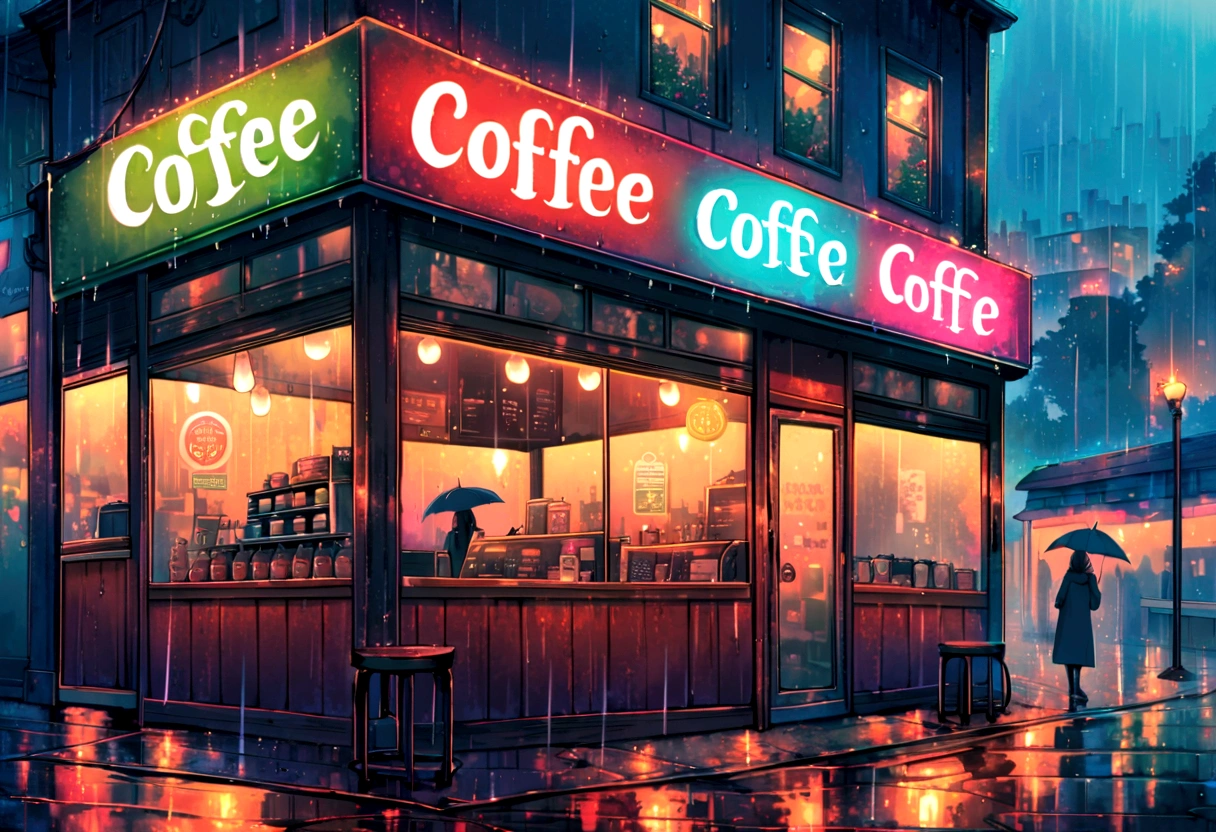 Coffe shop, rain