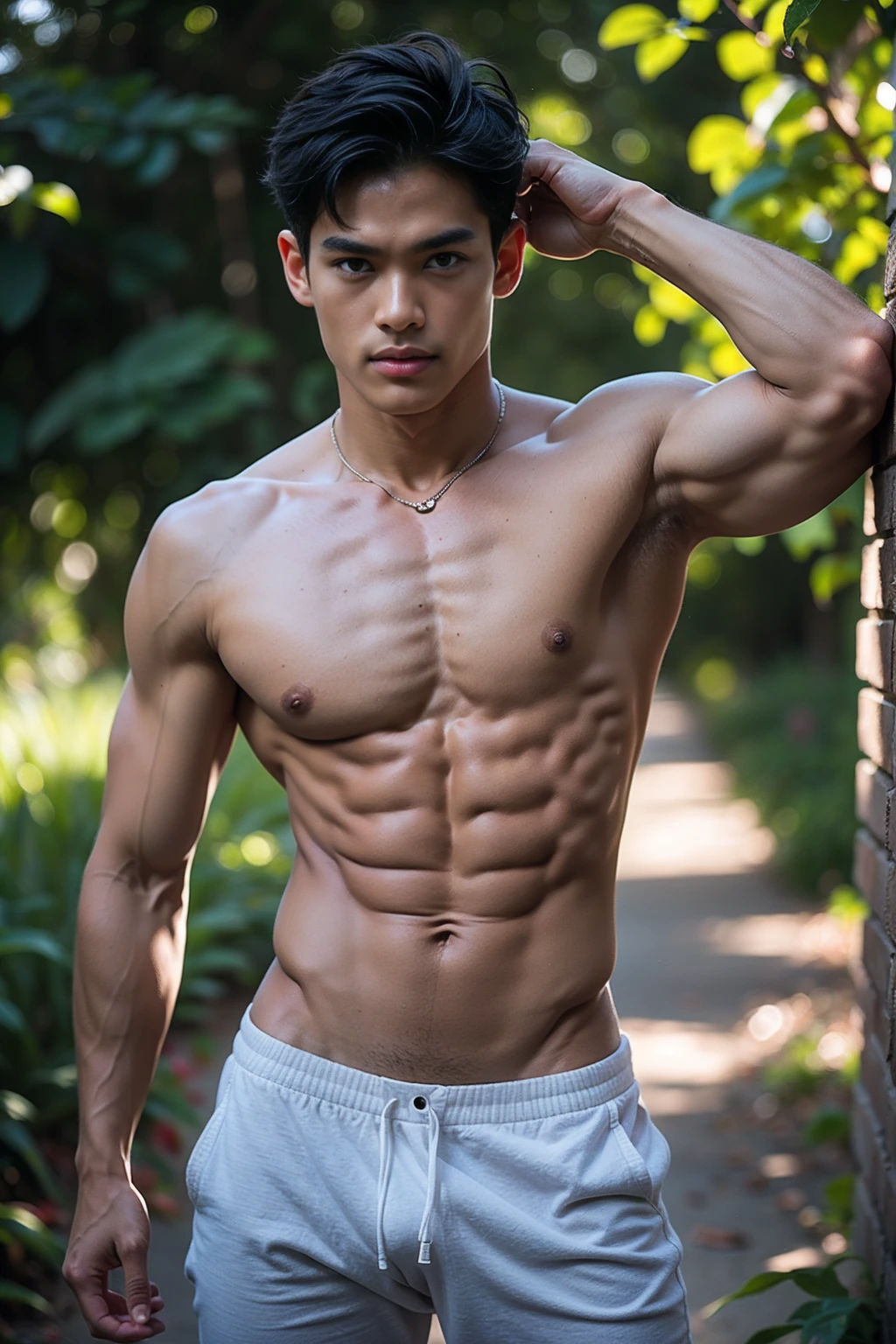 Ancient Thai Daddy,60 year old,Thai nationality,Thai ethnicity,Corn field background,skinny boy body, muscle body,sport body, big muscle, Handsome face,Six Pack,muscle,Crew Cut Men's hairstyle, He was wearing tight Yellow and Grteen Calvin Klein underwear and curved legs., perfect , male , correct male scrotum, perfect scrotum, male structure, short detailed hair, Sexy guy, looking at viewer, standing,highest detail, superior quality, natural lighting, beautiful, sexy, correct anatomy, good composition, man focus,amazing composition, front view, HDR, volumetric lighting, ultra quality, elegant,vpl,the middle of the picture,Fujifilm XT3 photorealistic art by midjourney,(Best quality, 8k, Masterpiece).,highest detail, superior quality, natural lighting,realistic shapes, realistic skin tones,Natural eyes,realistic eyes,Open your eyes,Thai skin color color,Have chest hair, Have belly hair, Have pubic hair,Realistic convex crotch,Prominent crotch,huge crotch,tight crotch,vpl,realistic muscles,Realistic wrinkles on the skin,Realistic arms and legs,Realistic face,realistic hair,Post a erotic photoshoot,Realistic pose,Black hair with gray hair