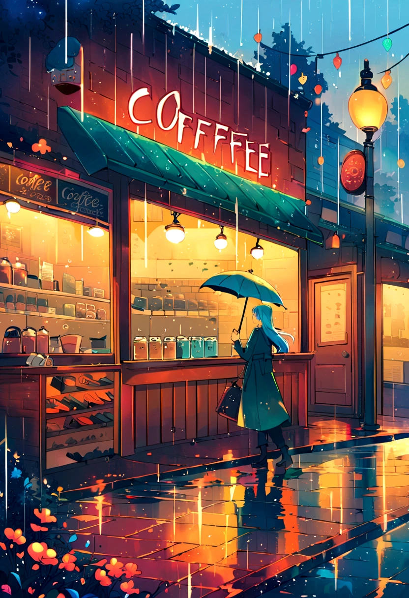 Coffe shop, rain