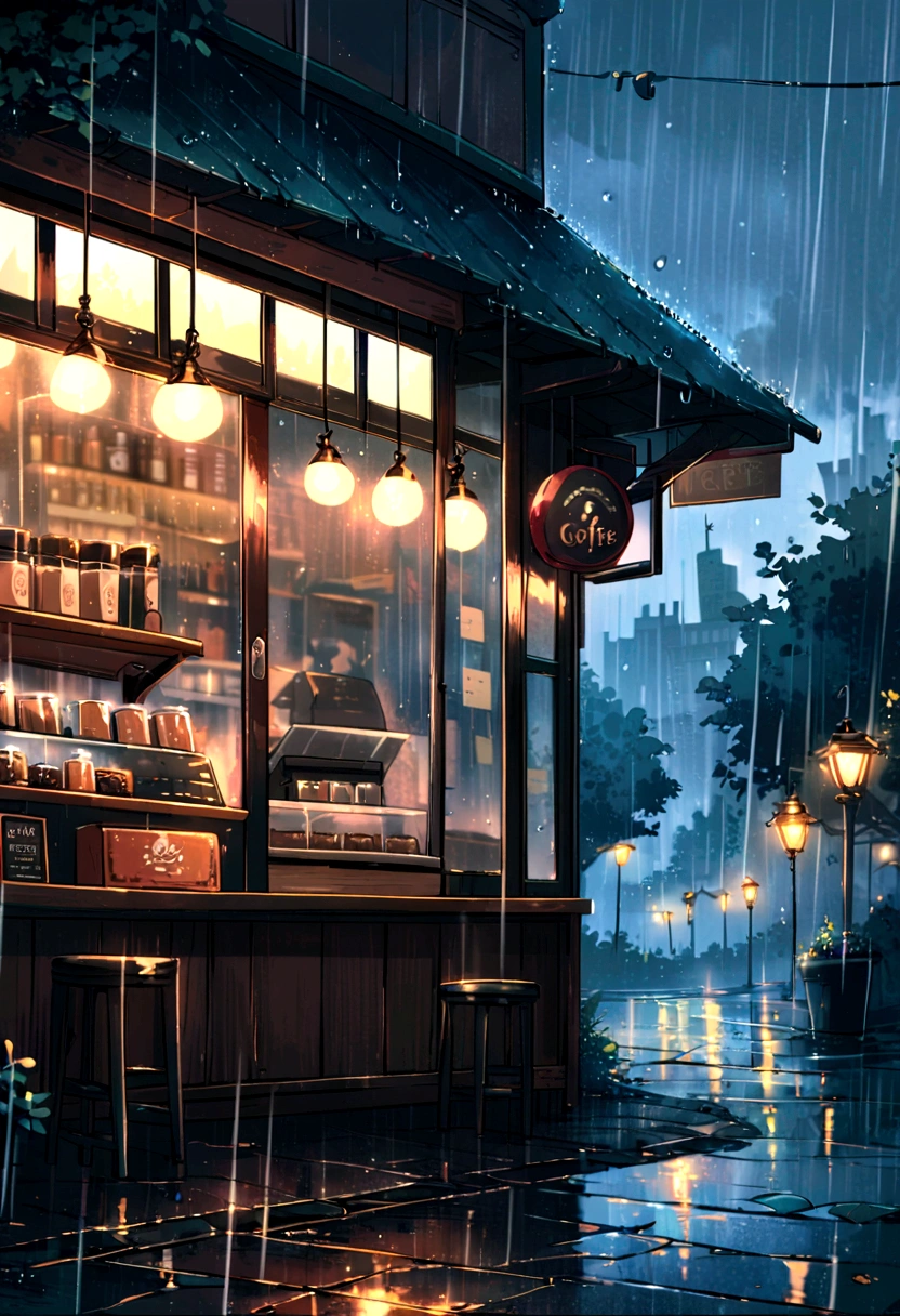 Coffe shop, rain