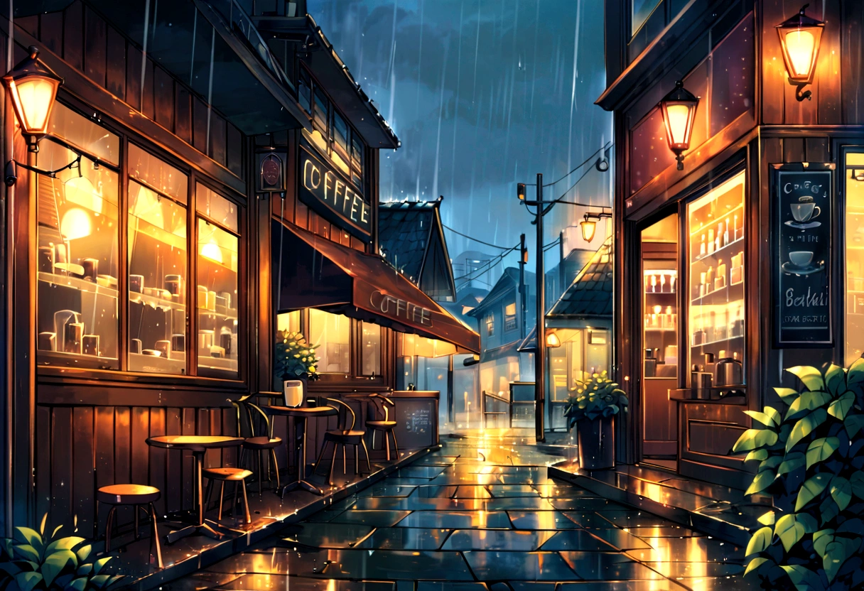 Coffe shop, rain