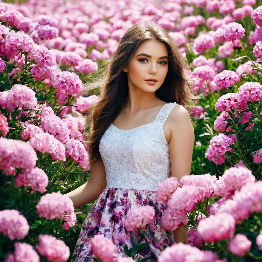 Beautiful girl in flowers