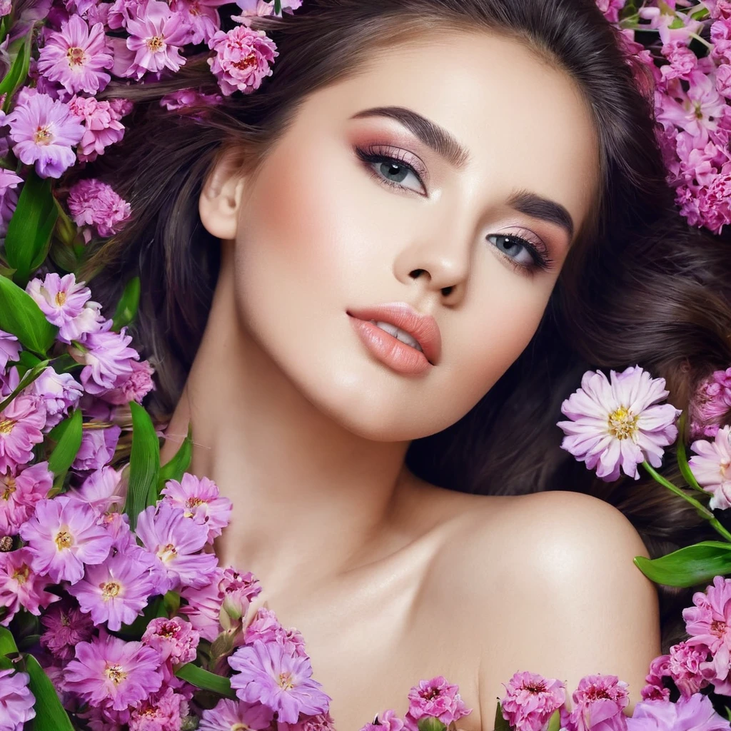 Beautiful girl in flowers