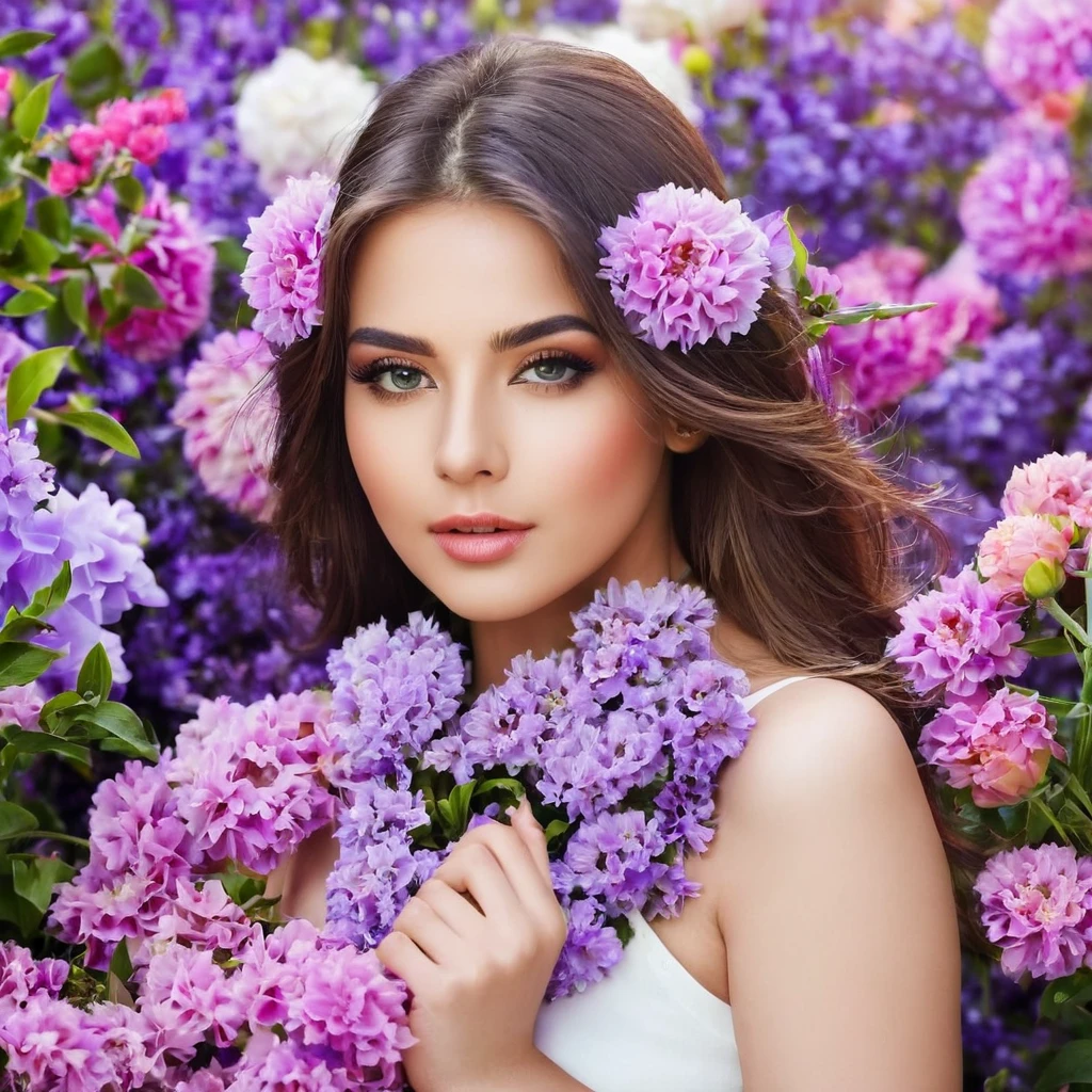 Beautiful girl in flowers
