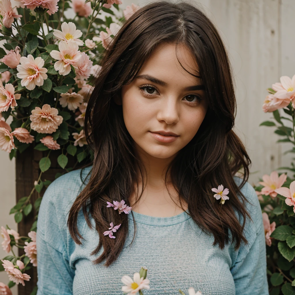 Beautiful girl in flowers