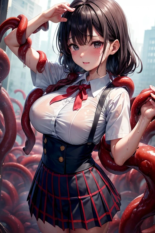 jk school girl uniform , skirt dark red , plaid skirt , pleated skirt , Tight shirt , white Shirt , school girl , red knot , red bow , Ultra high definition、Highest image quality、realistic images、hair cut short、Clothes are soaked and see-through、My clothes are soaked and shiny 、look up and endure the pain、Super huge cleavage、超super big breasts、Being squeezed by a tentacle monster、My whole body is soaked wet、drenched in sweat、sweaty、Are crying、being strangled、Sticky liquid clings to the body、(suspended from above by an iron collar:1.8)、(Sticky liquid clings to the body:1.8)、(legs tied with rope:1.9)、(Shibari:3.9)、(Ropes all over the body:1.4)、jk school girl being attacked by tentacles、numerous tentacles envelop the body,、Countless tentacles wrapped around jk school girl uniform Shirt、A large amount of water is released from the tip of the tentacle..、(super big breasts:1.7)、(Both arms are pulled left and right by tentacles:1.8)、(A tentacle pulls one leg back:1.9)、black stockings place your hands behind your back shibari、(look up and endure suffering:1.9)、(Close your eyes and endure the pain:1.9)、(The whole body is soaking wet:1.5)、(sweaty:1.9)、(drenched in sweat:1.9)、(open your mouth and suffer:1.9)、、(Water drips from the whole body:1.5)、(spread your legs wide:1.5)soaking wet、もっとsweaty、More drenched in sweat、The whole body is soaking wet、I got soaked all over.、soaking wet、My whole body was torn apart、、もっともっとThe whole body is soaking wet、もっともっとThe whole body is soaking wet、Juice is dripping all over the body、My whole body is soaked、もっともっとThe whole body is soaking wet、(tentacles entangled in the chest:1.8)、(My whole body is soaked:1.5)、(Getting entangled in tentacles:1.8)、Juice is dripping all over the body、My whole body is soaked、もっともっとThe whole body is soaking wet、(tentacles entangled in the chest:1.8)、(My whole body is soaked:1.5)、(Getting entangled in tentacles:1.8)、((My clothes are soaked and shiny:1.5))、(((Clothes are soaked and see-through:1.8)))