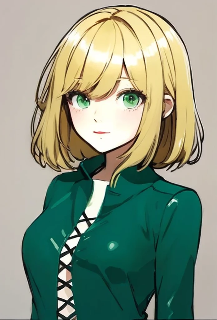 Green leather coat、super fine illustration,(((beautiful fine hair))),(((beautiful fine face))),(((beautiful fine background))),