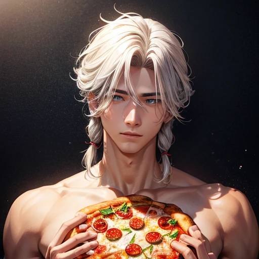 A realistic man、His hair looks like pizza