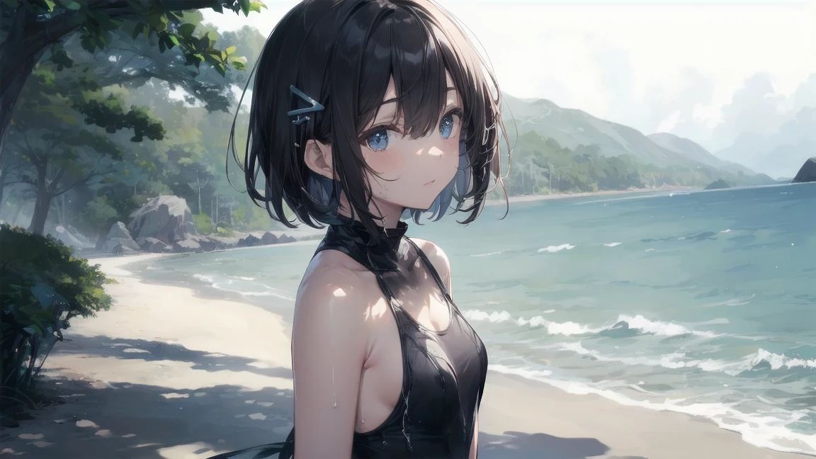 Highest quality, Anime Moe Art Style,Best Anime 8K Konachan Wallpaper,pixiv Contest Winner,Perfect Anatomy, break,(Please draw a picture of a girl in a hoodie walking on the beach.),break, One is an unlucky beautiful girl.,(alone,On top of that,,14 years old:1.3),,Complete limbs, Full Finger, short hair,おでこを出したshort hair,Bob Hair, amount, (Hair on one eye:1.4),Small breasts, Small Ass, Beautiful attention to detail, Well-proportioned pupils,Between the legs, Wet, Shiny skin, Cowboy Shot, Hair Clip, White swimsuit, At the Beach.break,Very detailed,High resolution,Very detailed肌,
Optimal lighting with AI, shape,