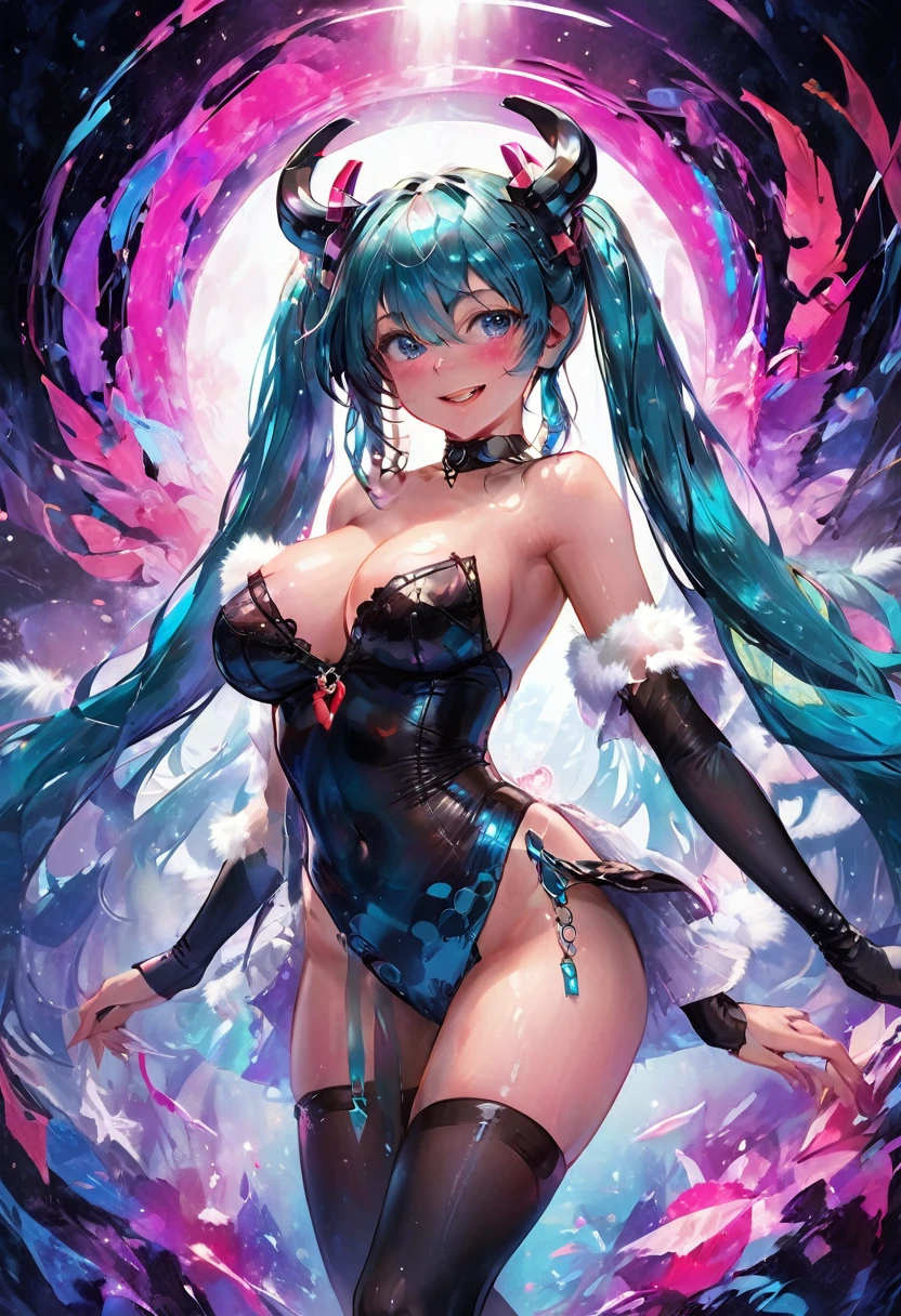 (Highest quality, 16K, 8k, High resolution, masterpiece:1.1), Very detailed, (Realistic, photoRealistic, photo-Realistic:1.3), expressive aesthetics, 1960s counterculture, Brightly colored humanoid, Psychedelic Art, erotic art style, Sharp details, abstract pattern, , , , erotic Background, , , Fractal Art, Multicolored neon lights, A unique and trippy perspective, landscape, Hallucinations, a mind-changing experience, Motion Blur, Fluid movement, Synthesizer Sounds, Realistic fur rendering, Rich and vibrant color palette, , Mysterious glow, high contrast lighting, , Both eyes are the same size, One Girl, alone, huge breasts, , , , Wet, Glowing Skin, , , , , , , , Red cheeks, Shiny rosy lips, Sexy posture, Dynamic pose,Lens flare, succubus Hatsune Miku, , cyan hair, ,Chest compressions,, , , orgasm, , Sex slave, bondage, bdsm, , , , , black pantyhose, seductive smile, , drunken eyes, rolling eyes, , perky breasts, , , , , , ,