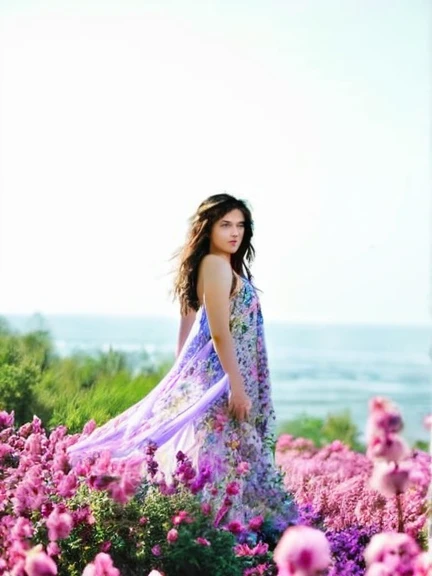 Beautiful girl in flowers
