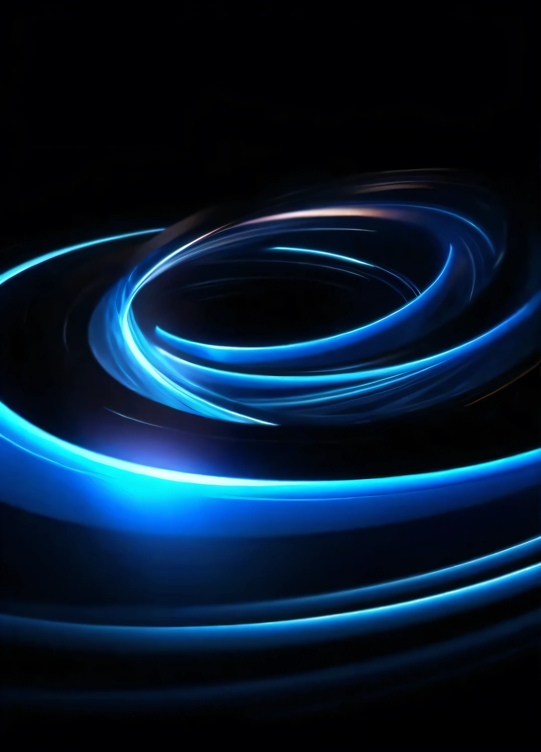 Close-up of the blue spiral，It emits light, Fiery spiral background, Light Cycle, dark Blue neon light, Blue neon light, dramatic Blu-ray, blue circular hologram, Glowing Black Hole Portal, Blue neon lighting, optical fiber, Blu-ray, Blue neon lights, Rotational Energy, Rotating vortex of energy, aperture, Blu-raying