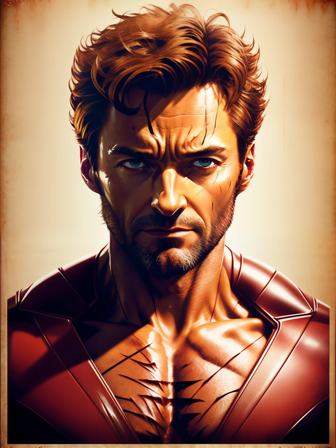 Hugh Jackman as wolverine, vhs effect, (poster:1.6), poster on wall, nostalgia, movie poster, portrait, close up
(skin texture), intricately detailed, fine details, hyperdetailed, raytracing, subsurface scattering, diffused soft lighting, shallow depth of field, by (Oliver Wetter)