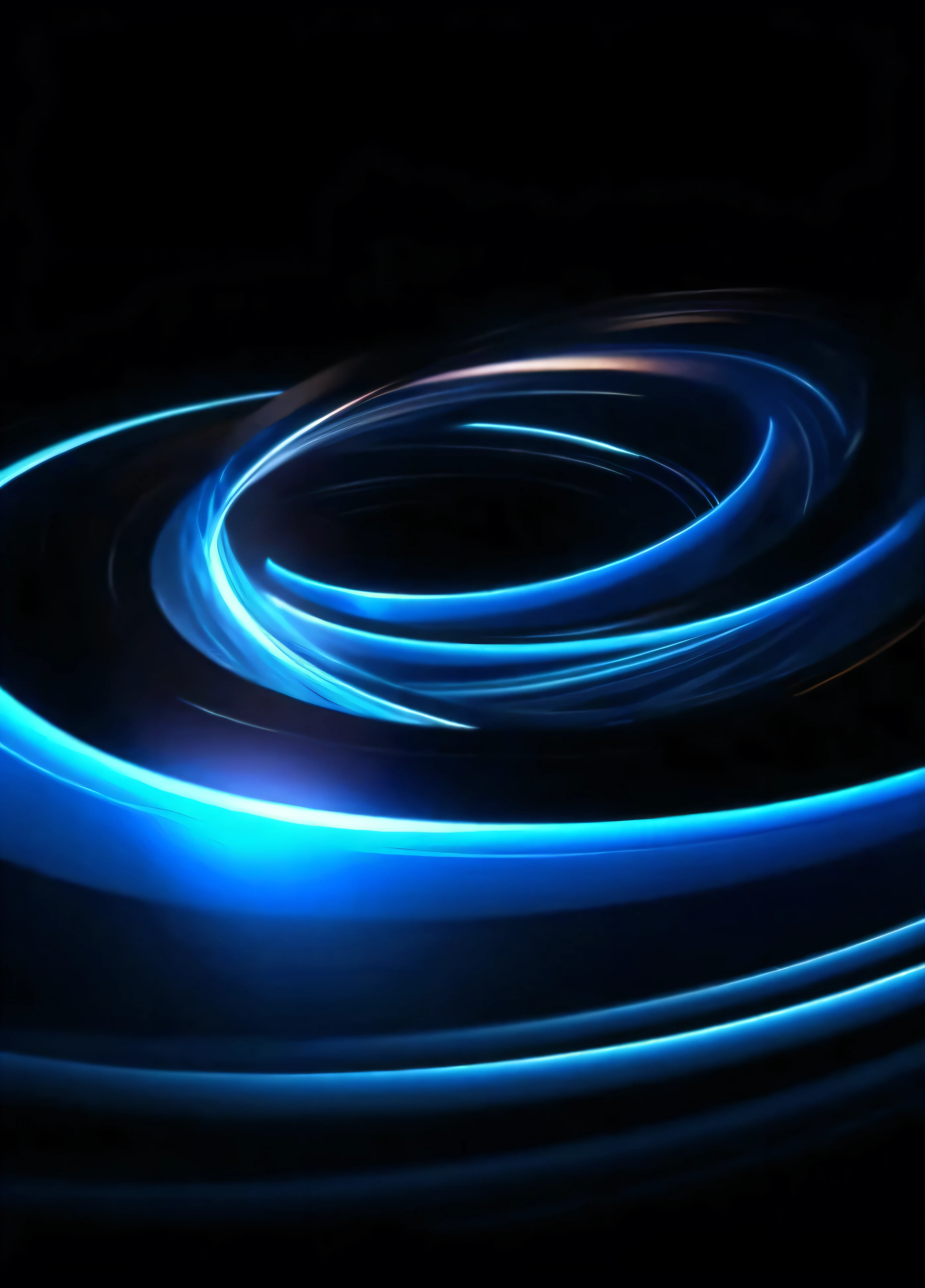 Close-up of the blue spiral，It emits light, Fiery spiral background, Light Cycle, dark Blue neon light, Blue neon light, dramatic Blu-ray, blue circular hologram, Glowing Black Hole Portal, Blue neon lighting, optical fiber, Blu-ray, Blue neon lights, Rotational Energy, Rotating vortex of energy, aperture, Blu-raying